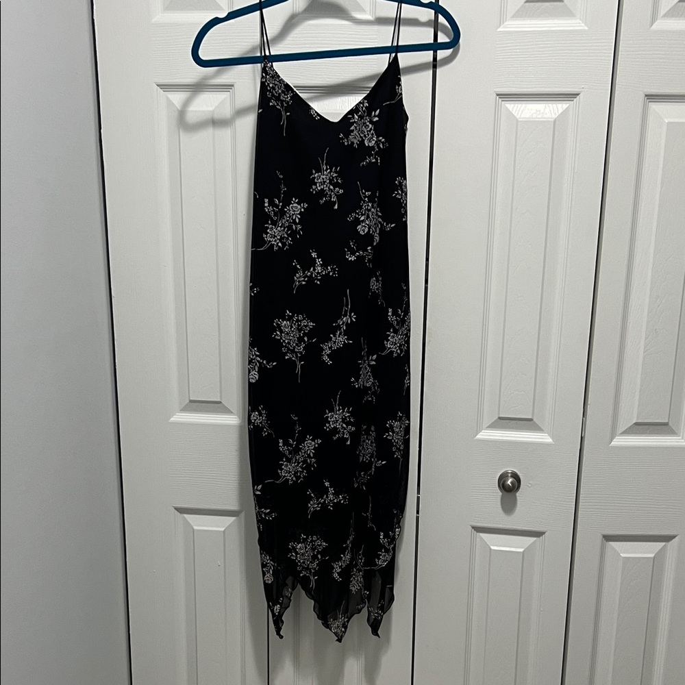 Byer California Black Asymmetrical Floral Dress